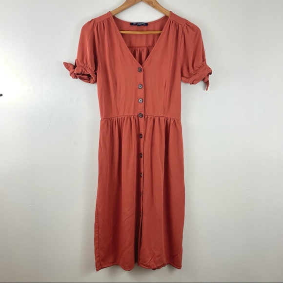one clothing Dresses & Skirts - One Clothing Orange Button Down Midi Dress Large